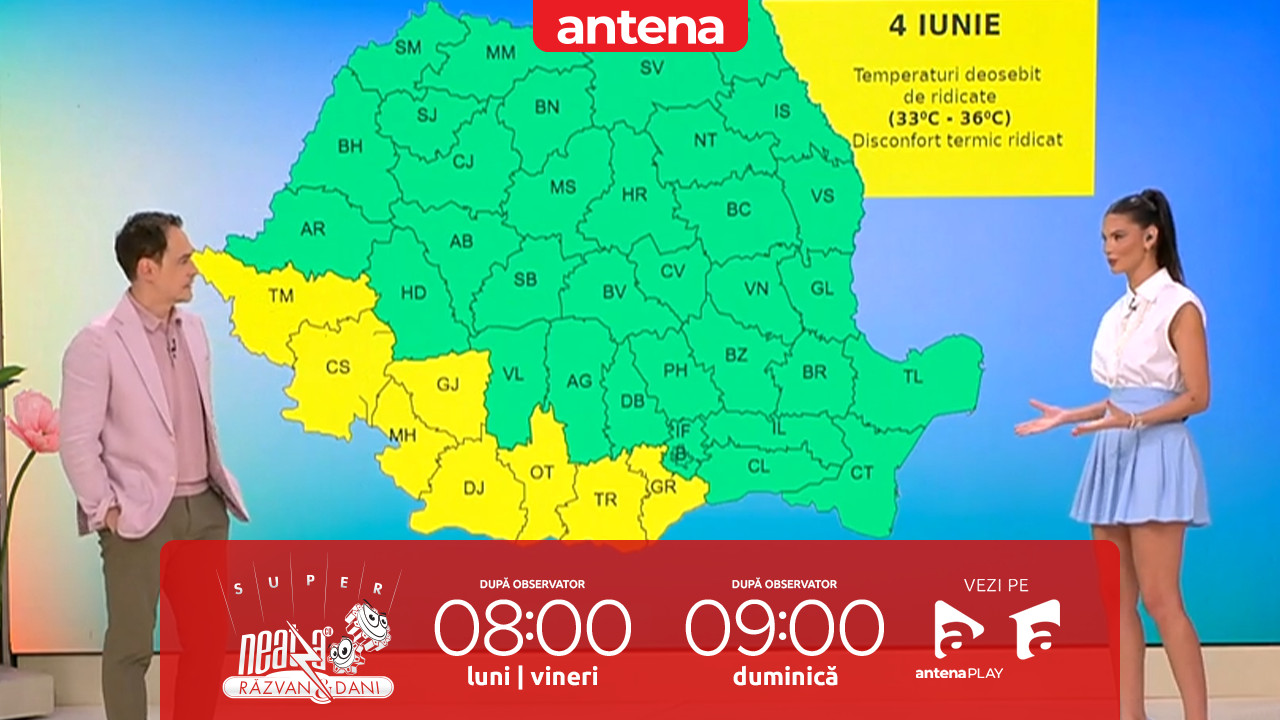 Super Neatza, 4 iunie 2025. Prognoza meteo cu Ramona Olaru: Vreme caldă, cu disconfort termic ridicat